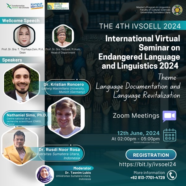 The Fourth International Virtual Seminar on Endangered Language and Linguistics (IVSoELL)